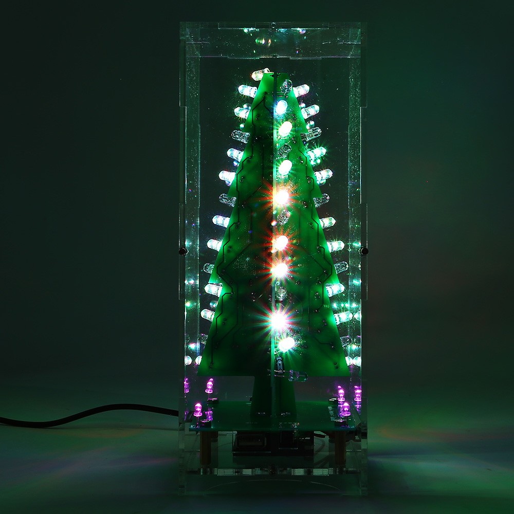 Christmas Tree LED Flashing 3D DIY Electronic Learning Kit with MP3 Music Box Colorful Lights 7 ...
